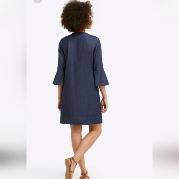 Draper James Chambray Ruffle Shift Dress Modest Classic - Picture 2 of 6